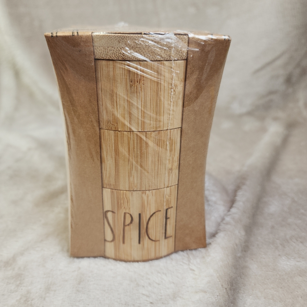 Rae Dunn Bamboo 3 Tiered Spice Box New - Picture 1 of 10